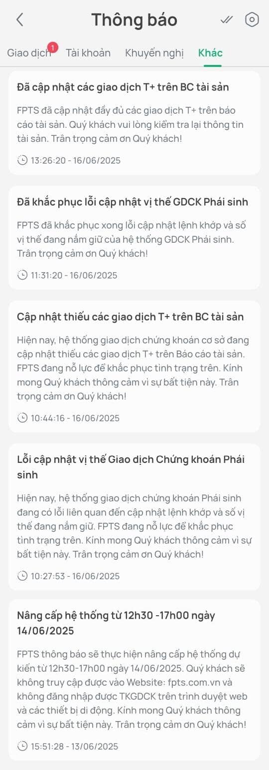 FPTS nói gì sau sự cố giao dịch trực tuyến sáng 16/06?