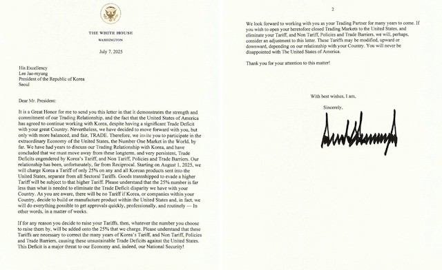 Ông Trump gửi thư thuế quan tới 14 nước, Nhật Bản và Hàn Quốc 25%, Thái Lan 36%, Bangladesh 35%