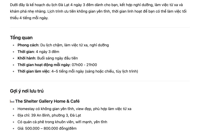 AI giúp lập lịch trình du lịch hiệu quả: Kết hợp thông tin thực tế