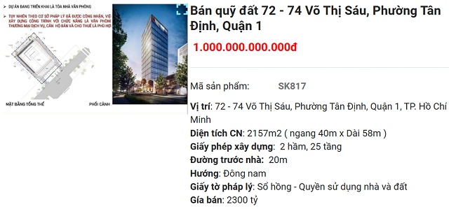 Chủ mới khu đất “vàng” 72 Võ Thị Sáu, TPHCM có gì đặc biệt?
