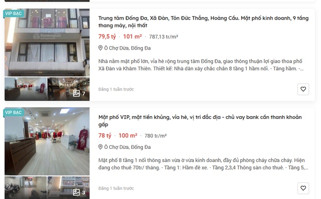 Giá nhà mặt phố Hà Nội 'leo thang': Có nơi rao bán hơn 2 tỷ đồng/m²