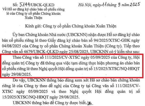 Gần 56% vốn sắp được sang tay, Chứng khoán Xuân Thiện hoãn chào bán riêng lẻ