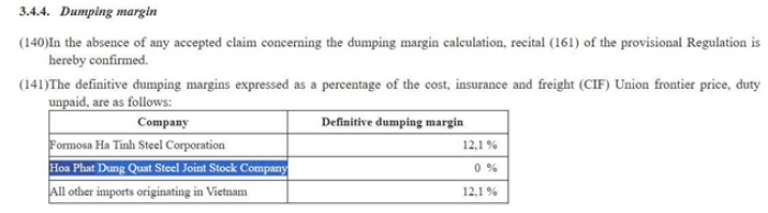 EU không áp thuế chống bán phá giá với thép cuộn cán nóng Hòa Phát