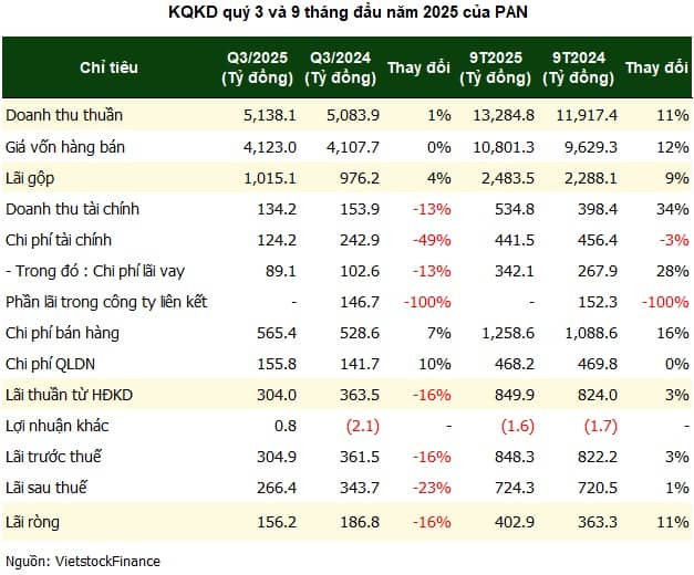 PAN lập kỷ lục doanh thu quý, lợi nhuận vẫn giảm 16% do mất nguồn thu đột biến