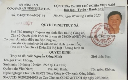 Cơ quan điều tra kêu gọi Chủ tịch Hội đồng quản trị Tổng Công ty Cây xanh Công Minh đầu thú