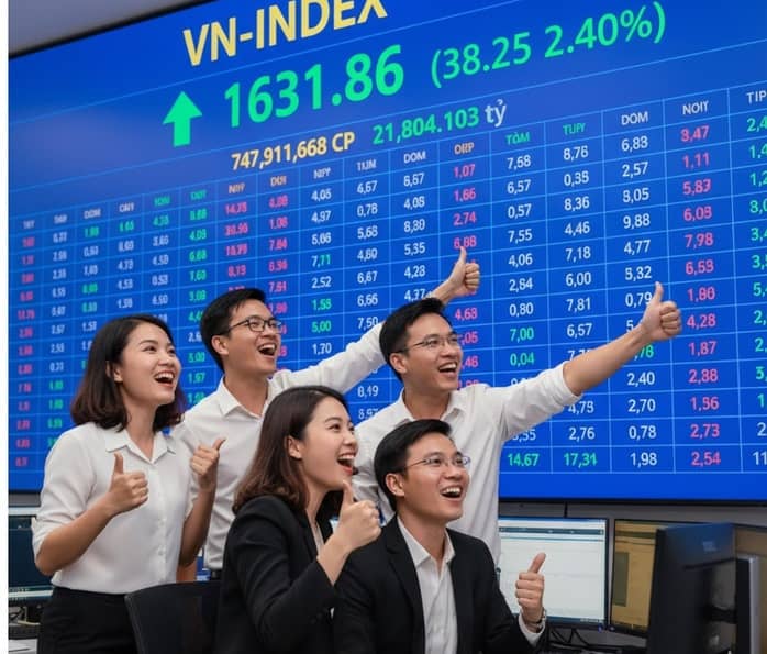 Chứng khoán tăng điểm "tưng bừng", cổ phiếu lại đồng loạt xanh - tím