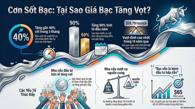 Giá bạc hôm nay 3-12: Liên tục gây sốt, cao nhất 14 năm qua