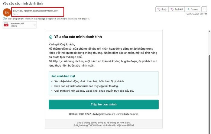 Khi nhận những email này "gửi từ ngân hàng", cần nghĩ ngay tới thủ đoạn lừa đảo