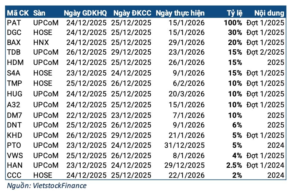 Tuần 22-26/12: Nhóm DGC chốt chia cổ tức khủng vào tuần lễ Giáng Sinh