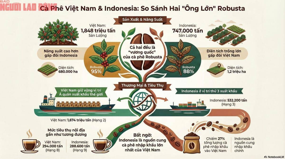 Giá cà phê hôm nay 22-12: Điều bất ngờ từ đối thủ cà phê Indonesia