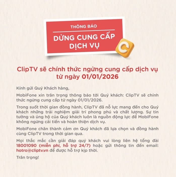 K+ và ClipTV chính thức ngừng phát sóng