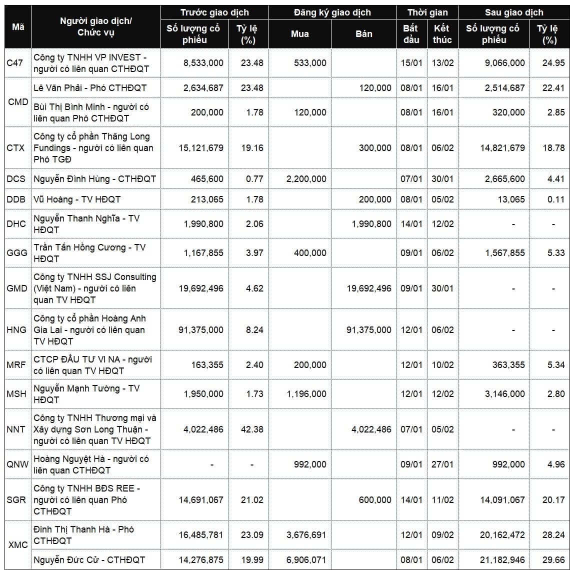 Lãnh đạo mua bán cổ phiếu: Giao dịch lớn tại DNP, GMD, HNG và XMC