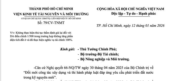Kiến nghị không thẩm định giá lại đối với dự án điều chỉnh 1/500, đã hoàn thành nghĩa vụ tài chính