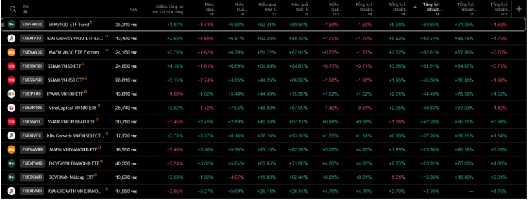 Năm thắng lớn bất ngờ của các quỹ ETF