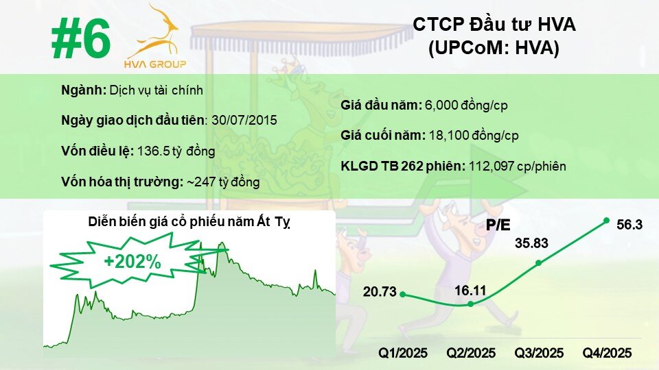 Top 10 cổ phiếu tăng mạnh nhất năm Ất Tỵ 2025