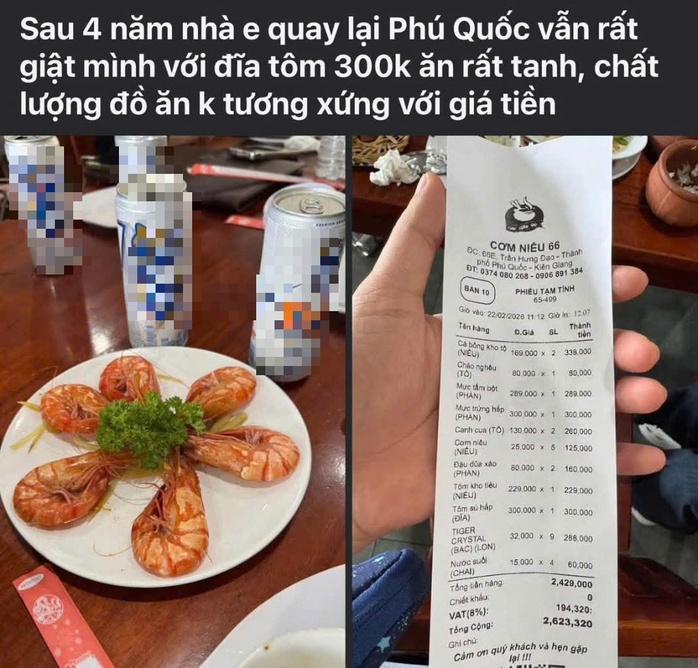 Mạng xã hội tranh luận về dĩa tôm 300.000 đồng ở Phú Quốc dịp Tết