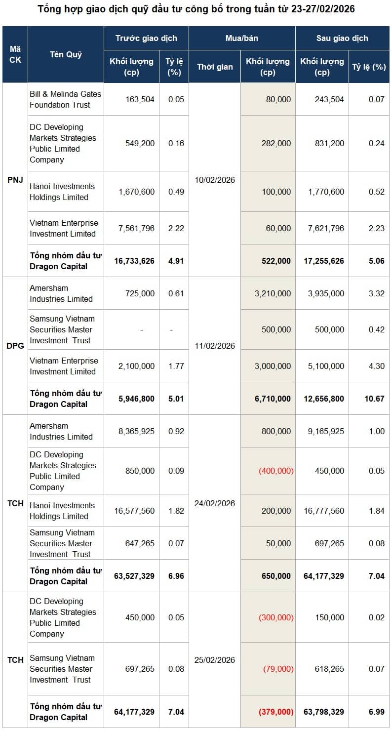Dragon Capital rộn ràng cơ cấu danh mục sau Tết