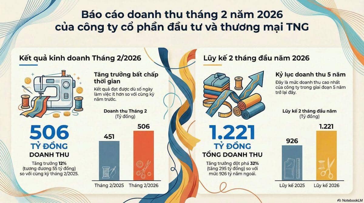 TNG vượt 1,200 tỷ đồng doanh thu 2 tháng đầu năm, cổ phiếu leo đỉnh cũ