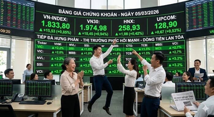 Trút bỏ gánh nặng, VN-Index mở gáp bứt phá ngay phiên ATO ngày 5-3