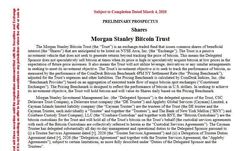 Morgan Stanley rót 500 triệu USD cho Core Scientific, nộp hồ sơ S-1 cho quỹ ETF Bitcoin mới