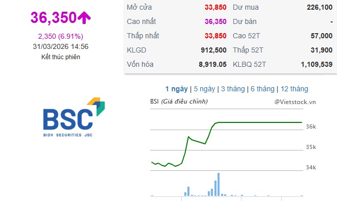 BSC công bố tài liệu họp đại hội, cổ phiếu bật tăng trần