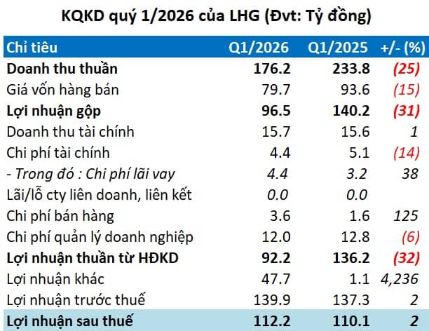 Lợi nhuận quý 1 Long Hậu đi ngang, dừng dự án KCN 200ha tại Vĩnh Long