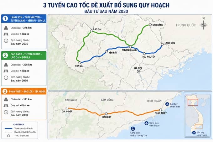 Đề xuất bổ sung quy hoạch 3 tuyến cao tốc mới