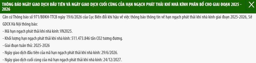 VN2025 - sản phẩm đầu tiên của sàn giao dịch carbon