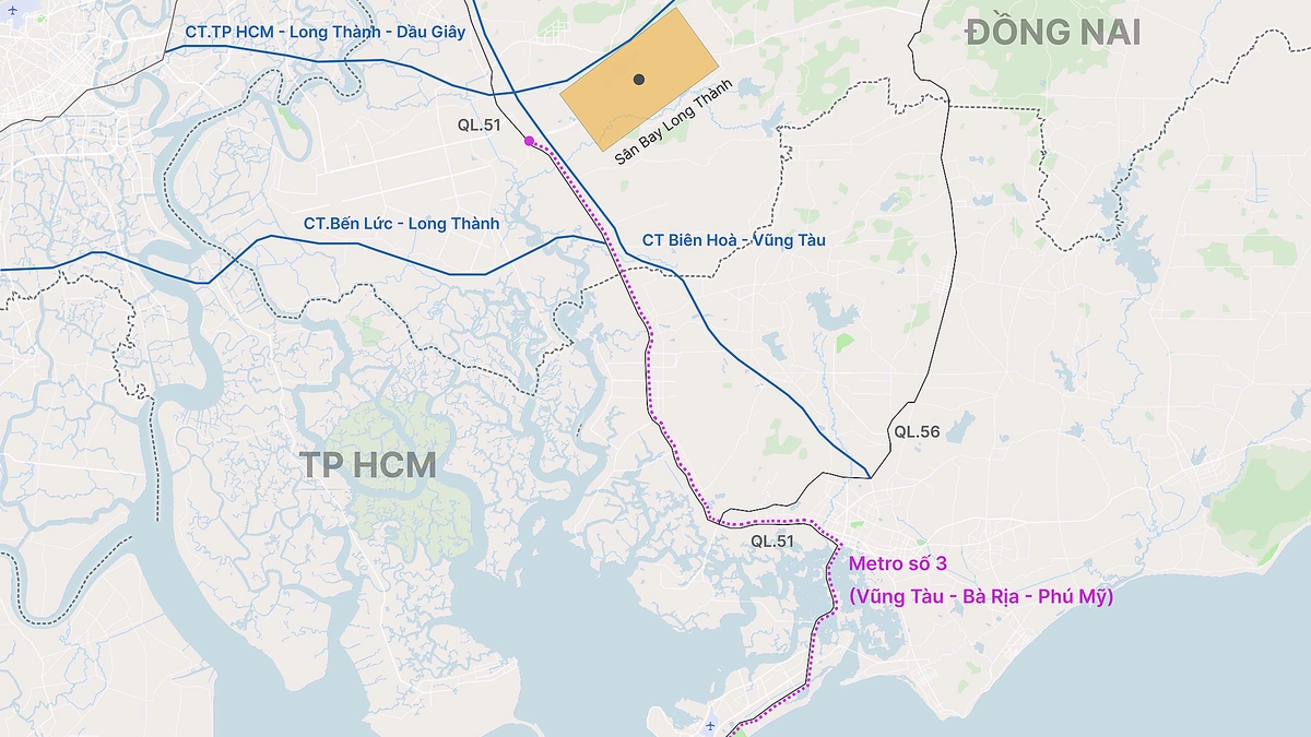 Đề xuất kéo dài metro Vũng Tàu đến sân bay Long Thành