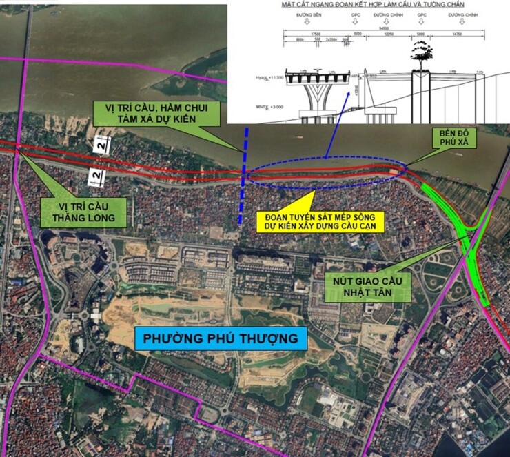 Dự kiến hướng tuyến trục đại lộ sông Hồng qua 16 xã, phường