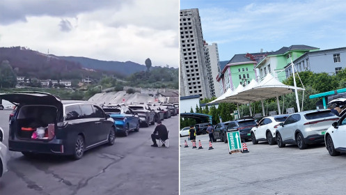 Người Trung Quốc đi nghỉ lễ phải xếp hàng 5 tiếng để sạc xe điện