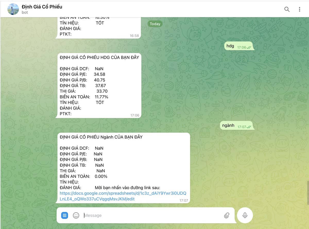 CÔNG CỤ ĐỊNH GIÁ THAM KHẢO HỖ TRỢ MIỄN PHÍ CHO NĐT:. Bot được sử dụng trên Telegram giúp nhà đầu tư  ...