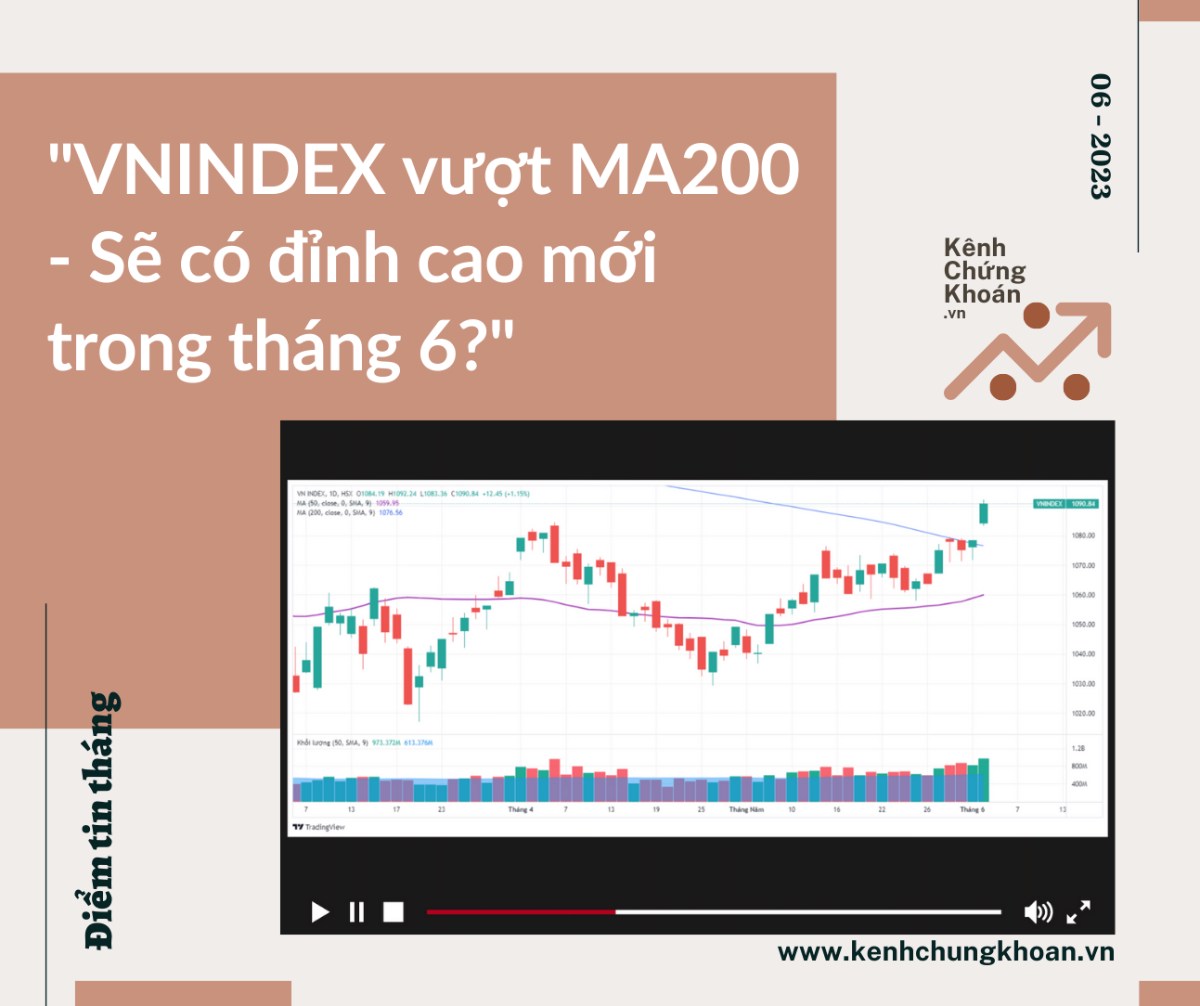 Ấn phẩm đầu tư Kênh chứng khoán Tháng 06 - 2023 ""VNINDEX vượt MA200 - Sẽ có đỉnh cao mới trong tháng 6?"