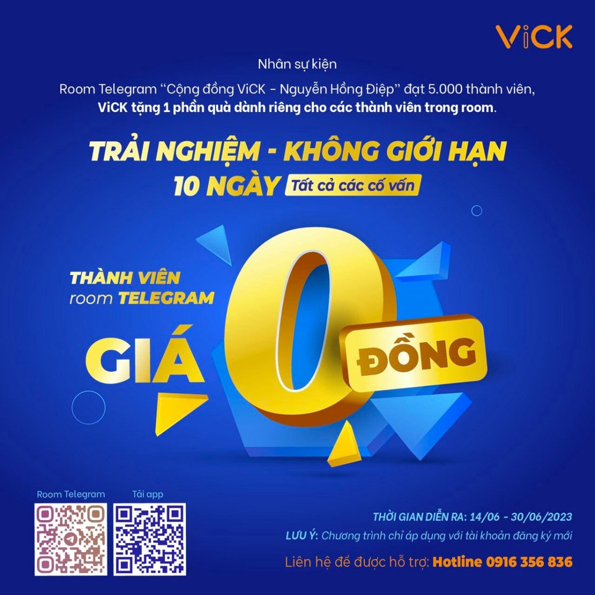 Nhân dịp Room telegram Cộng đồng ViCK-Nguyễn Hồng Điệp đạt 5000 thành viên, ViCK gửi tặng riêng một  ...