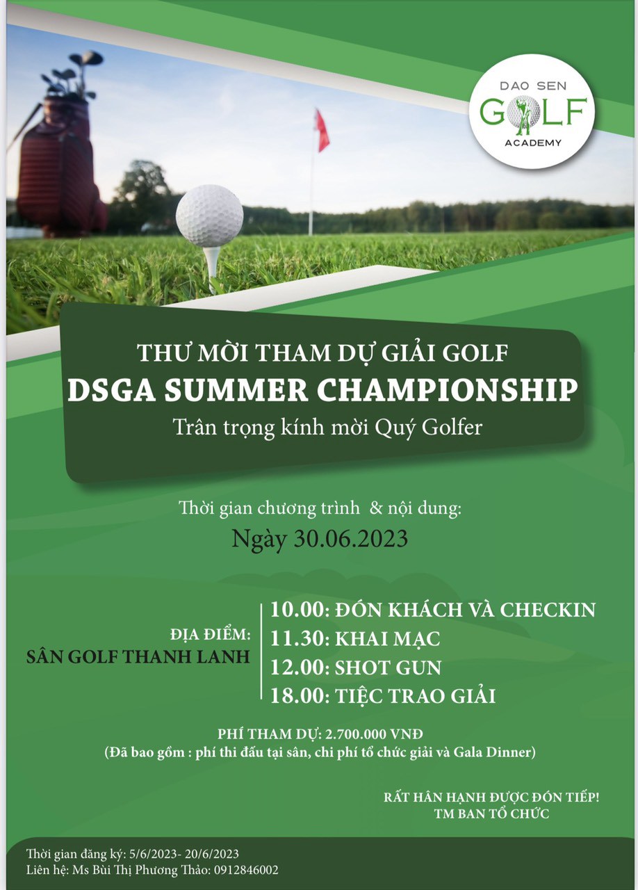 Sắp khởi tranh giải Golf DSGA Summer Championship