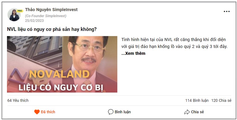 NVL dần giải quyết được khó khăn.