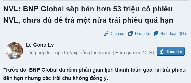 NVL - Chiến lược đầu tư