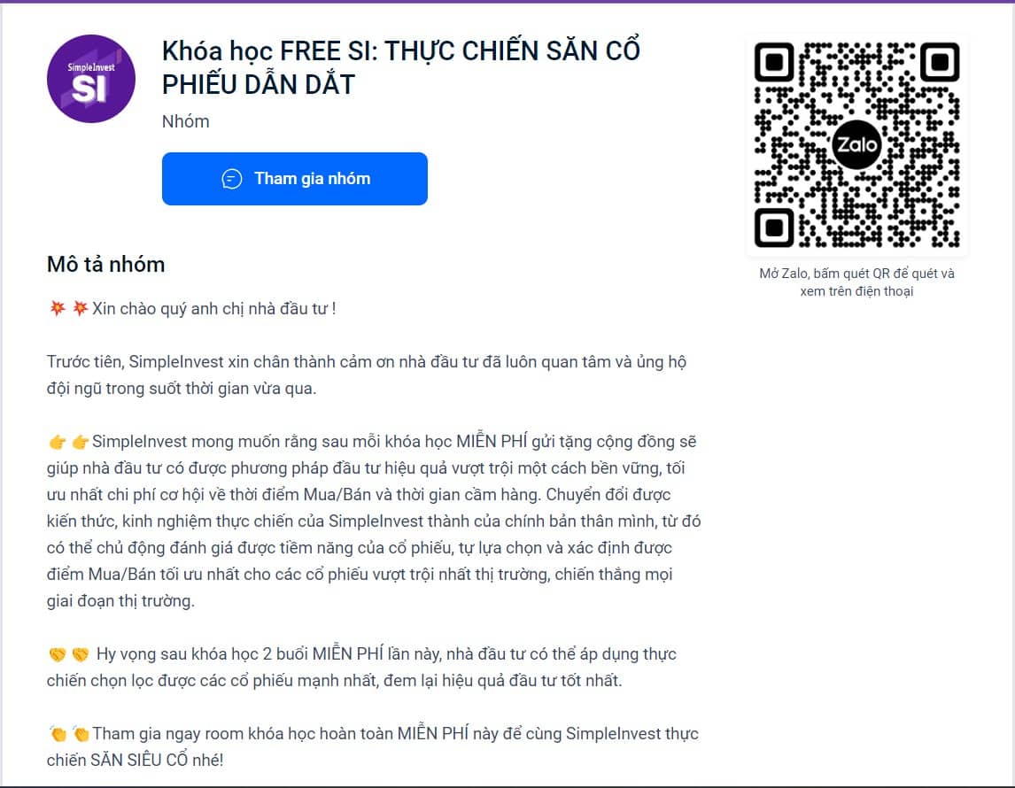 Khóa học FREE: THỰC CHIẾN SĂN CỔ PHIẾU DẪN DẮT. ____________. - MỤC ĐÍCH: SimpleInvest mong muốn rằng  ...