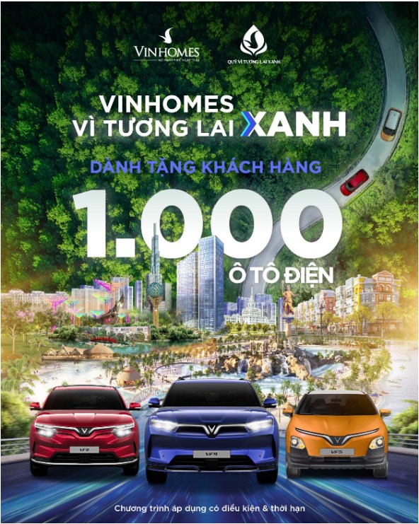 Vinhomes tặng 1000 ô tô điện Vinfast cho khách hàng