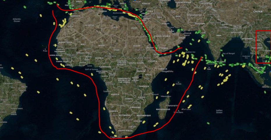 Khủng hoảng ở Biển Đỏ - Cước vận tải container lên 10,000 USD