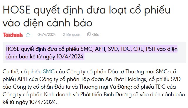 RỦI RO LỚN NHẤT CỦA CỔ PHIẾU PENNY. HOSE quyết định đưa loạt cổ phiếu vào diện cảnh báo. Có các mã cổ  ...