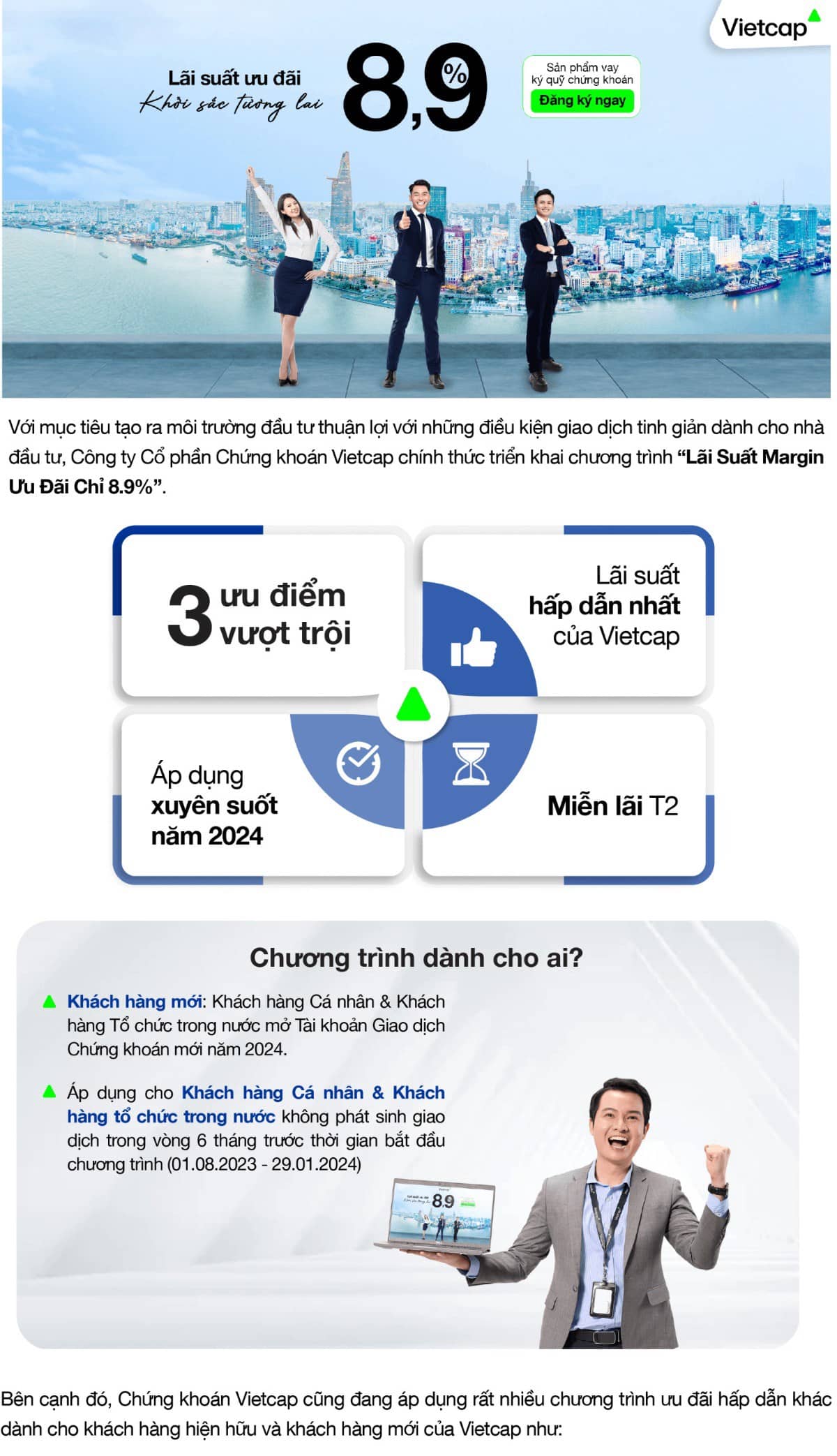 🔥Chương trình “Lãi suất ưu đãi, Khởi sắc tương lai’’ cùng Vietcap với lãi suất Margin chỉ với 8.9%/năm  ...