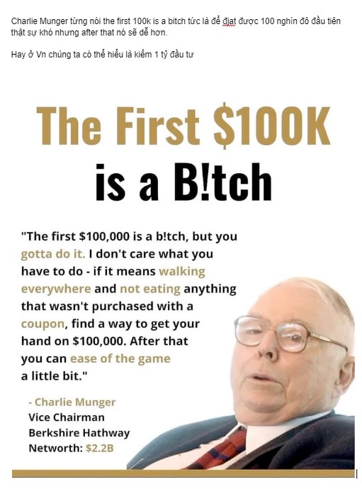 100K$ hay 1 Tỷ đầu tiên trong cuộc đời luôn là khó khăn nhất