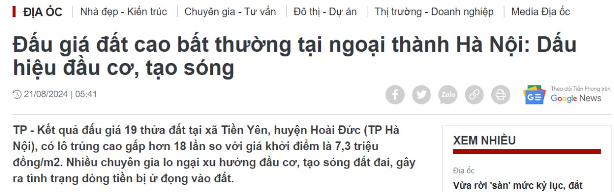 Sốt đất, tăng giá ảo và huệ lụy