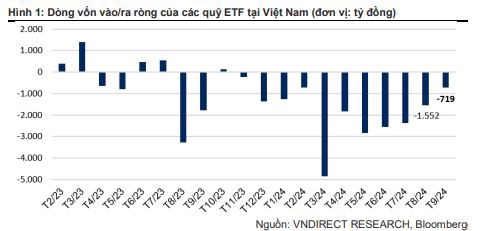 Các ETF Việt Nam tiếp tục bị rút ròng trong T9/2024