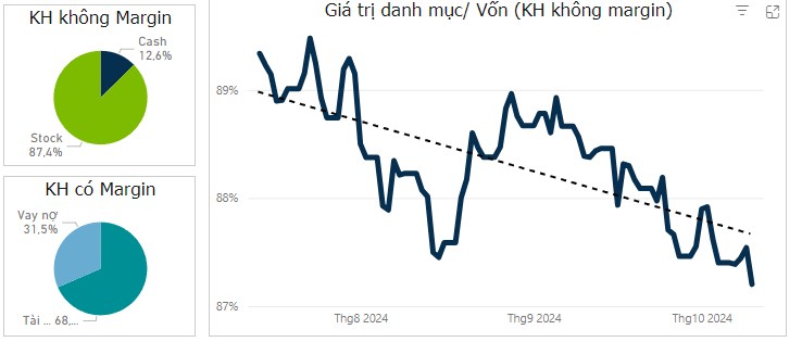 Phân tích phân bổ tài sản không margin và có margin tại TCBS (10/10/2024)