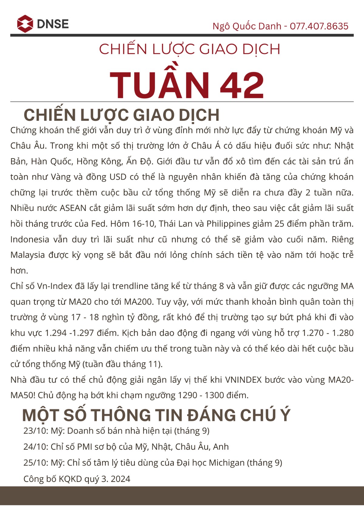 Gửi cả nhà chiến lược giao dịch tuần 21/10 - 25/10.  ...