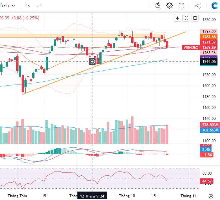 Tổng kết nhanh Vnindex 22/10/2024: Áp lực gia tăng