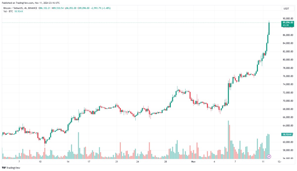 Bitcoin chạm mốc 89.000 đô la giúp MicroStrategy phá vỡ kỷ lục 24 năm từ thời kỳ bong bóng dotcom