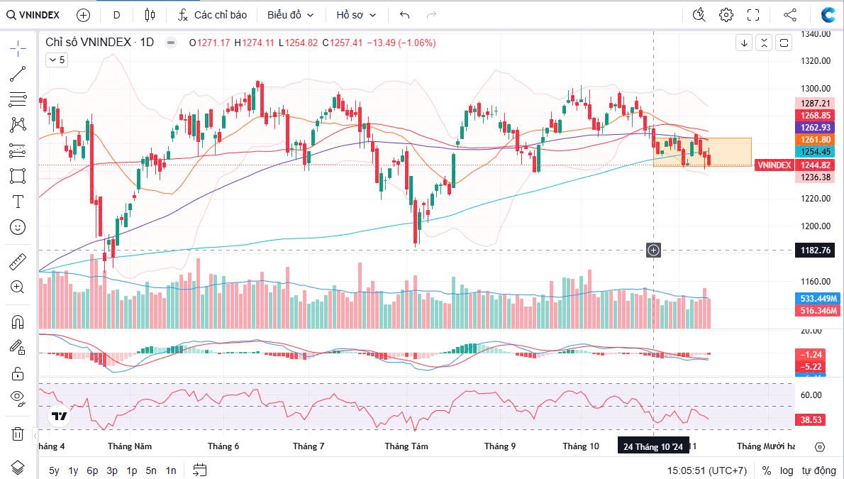 Tổng kết nhanh Vnindex 12/11/2024: CHƯA ĐỦ LỰC ĐỂ LÊN. TT có phiên giảm điểm, test lại vùng biên dưới  ...
